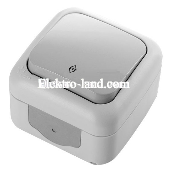 ВЫКЛЮЧАТЕЛЬ VI-KO PALMIYE СЕРЫЙ 1кл ПРОХОДНОЙ НАКЛАДНОЙ IP54 90555504)